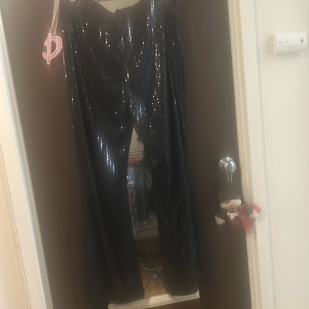 Flared Black Sequence Pants